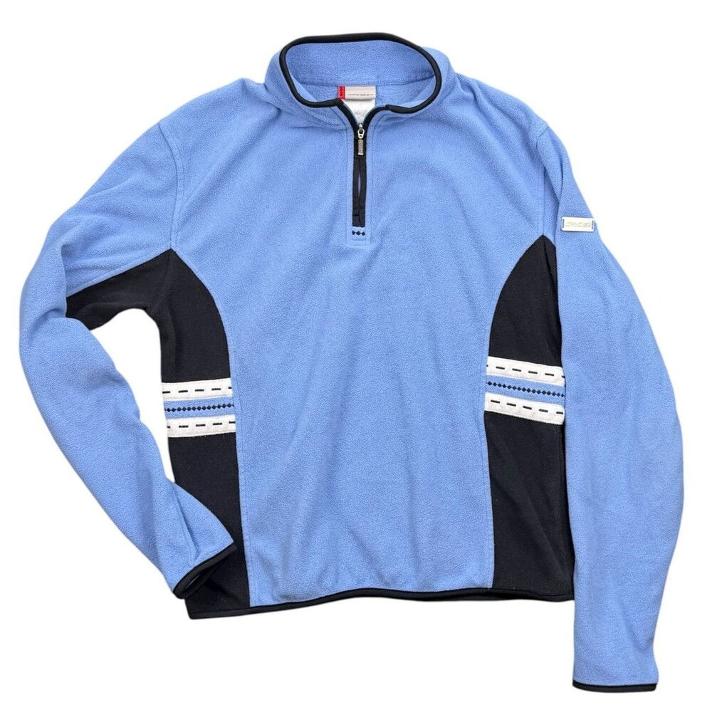 Spyder Vintage Y2K Diva T-Neck Colorblock Fleece Pullover Medium Blue 1/4 Zip